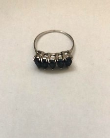 Ladies Black Gemstone Promise Ring In 925 Sterling Silver Size L